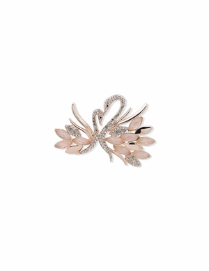 Meilleures ventes Anne Klein Rose Gold-Tone and Crystal Swan Brooch   | RSS-4604549